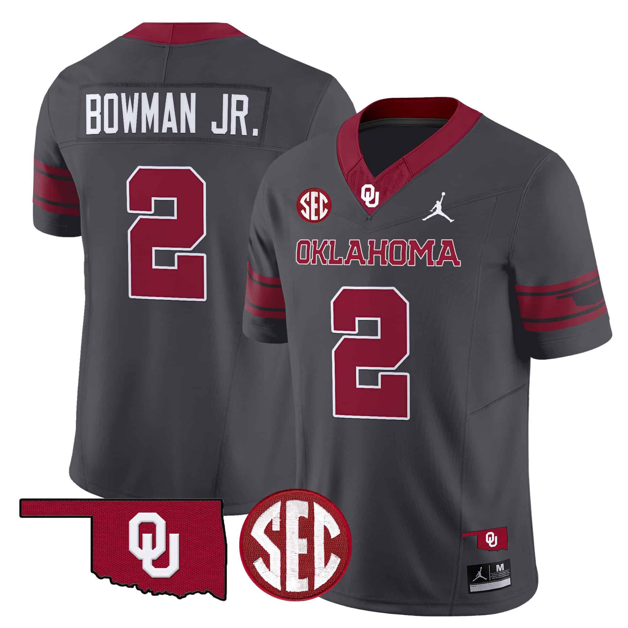 Men Oklahoma Sooners 2 Bowman jr Grey 2024 Vapor Limited NCAA Jersey